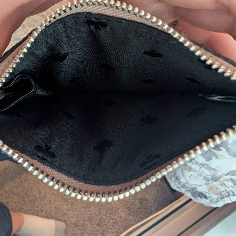 Kate Spade Glitter Card Holder Coin Purse Keychain Silver Black